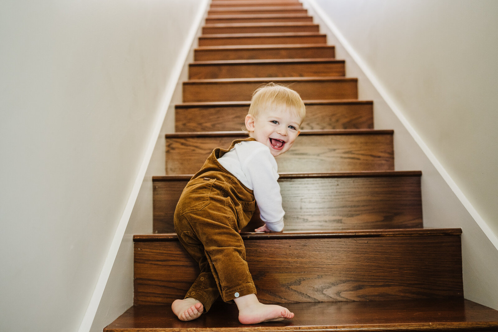 toddler climbs stairs
