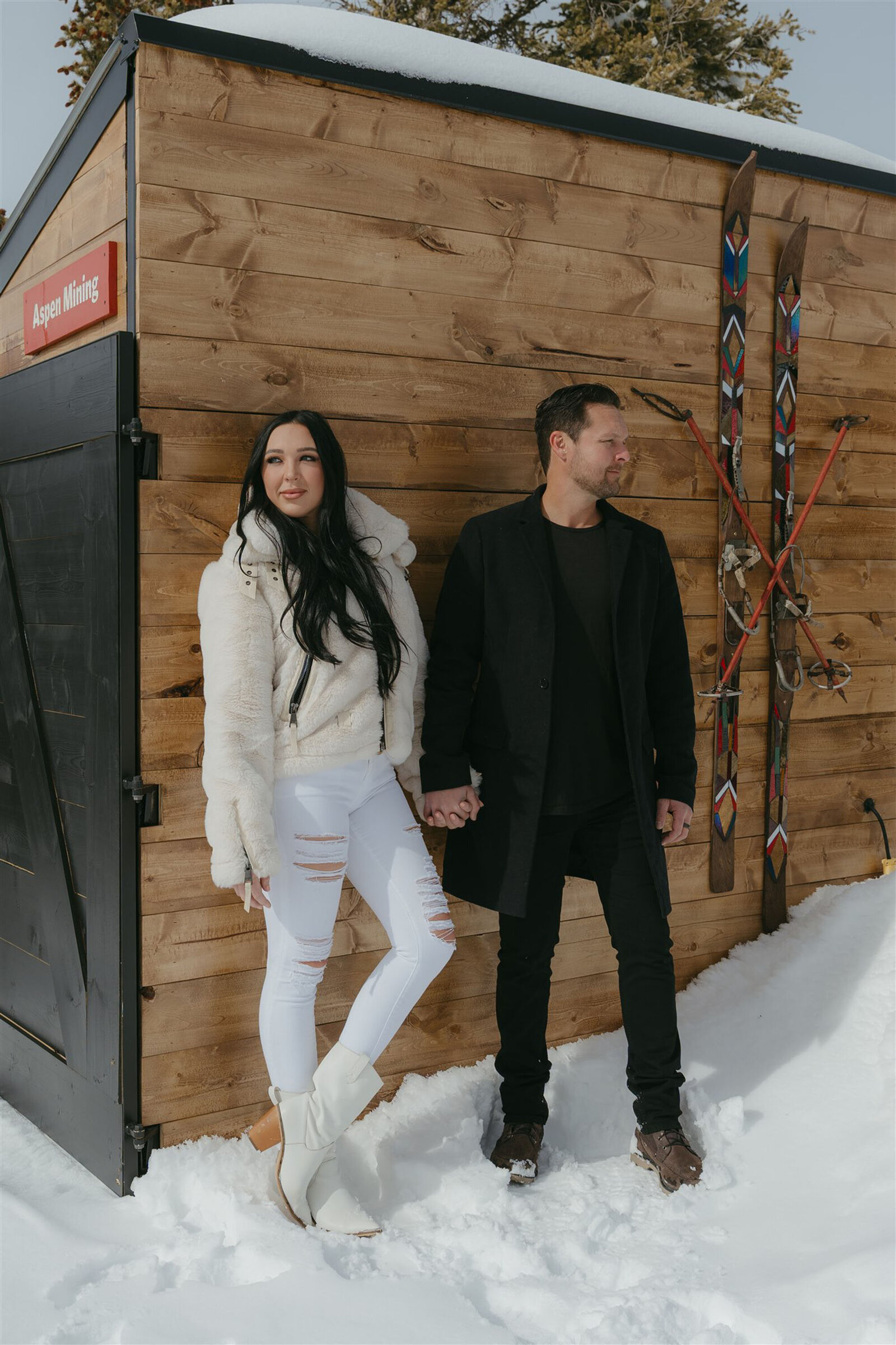 Aspen winter engagement photography on Ajax Mountain