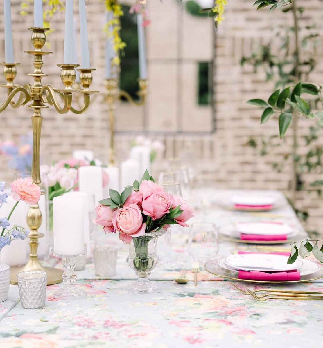 photo of beautifully staged place settings for wedding