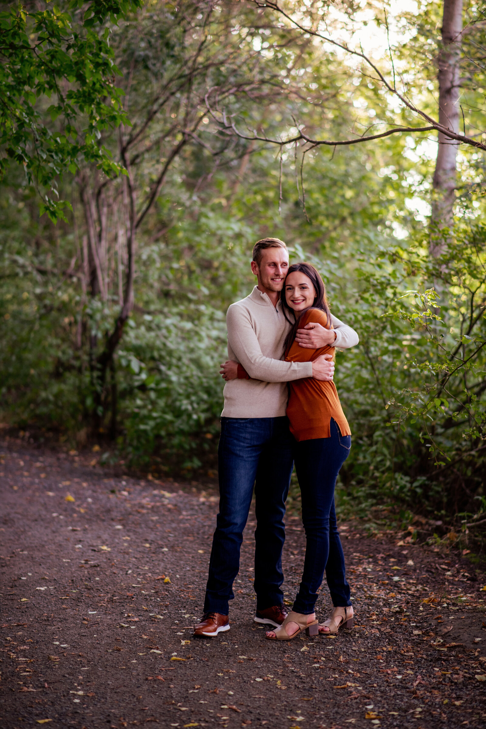 summer engagement session in nature trail