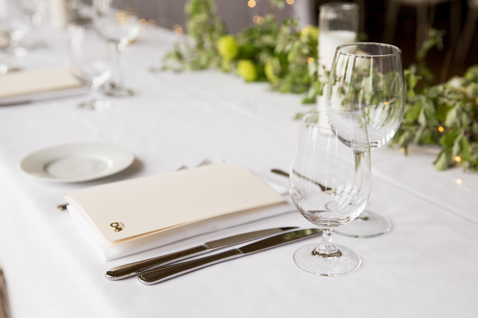 Table setting for Earth to Table wedding reception.