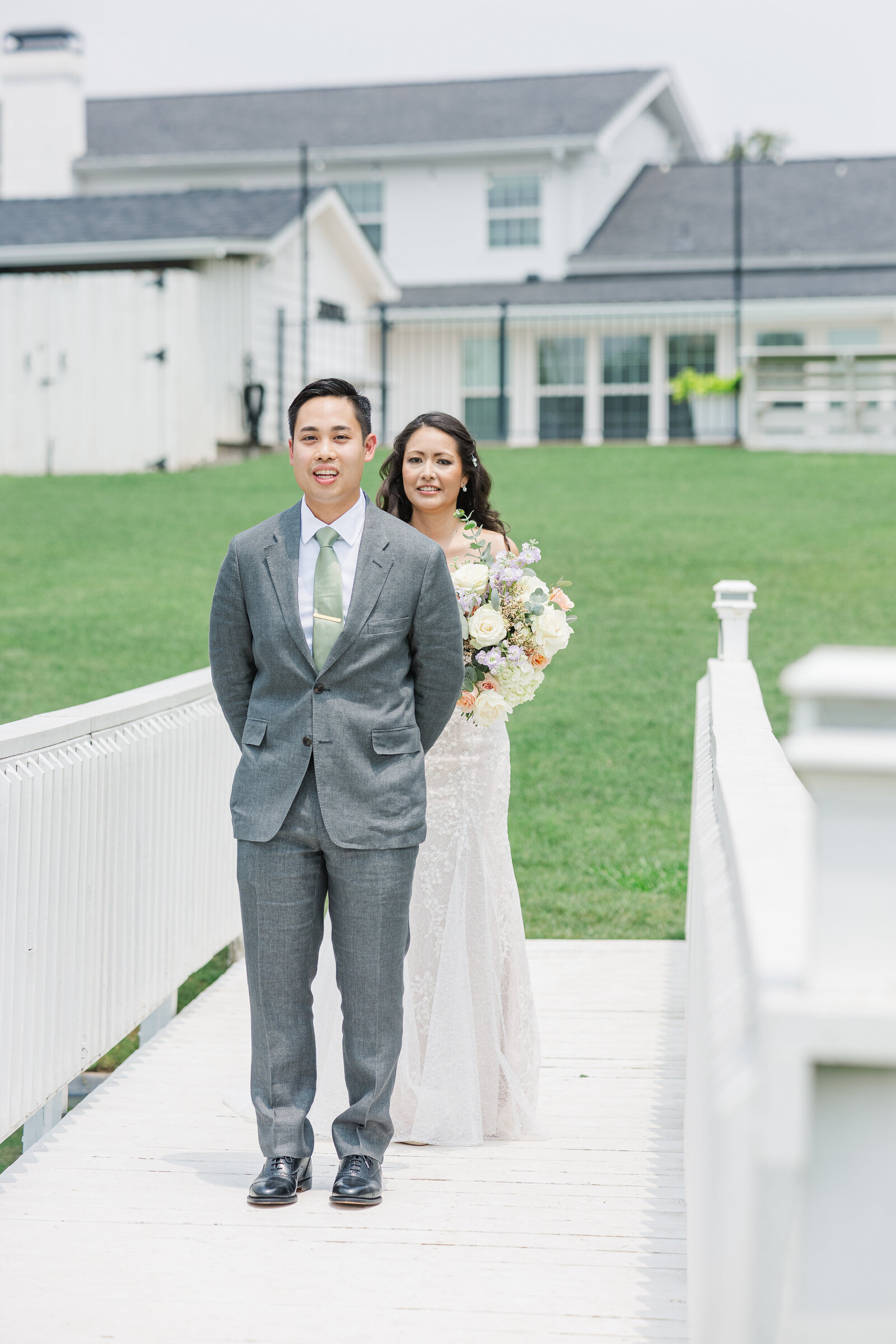 Bride and groom first look photography