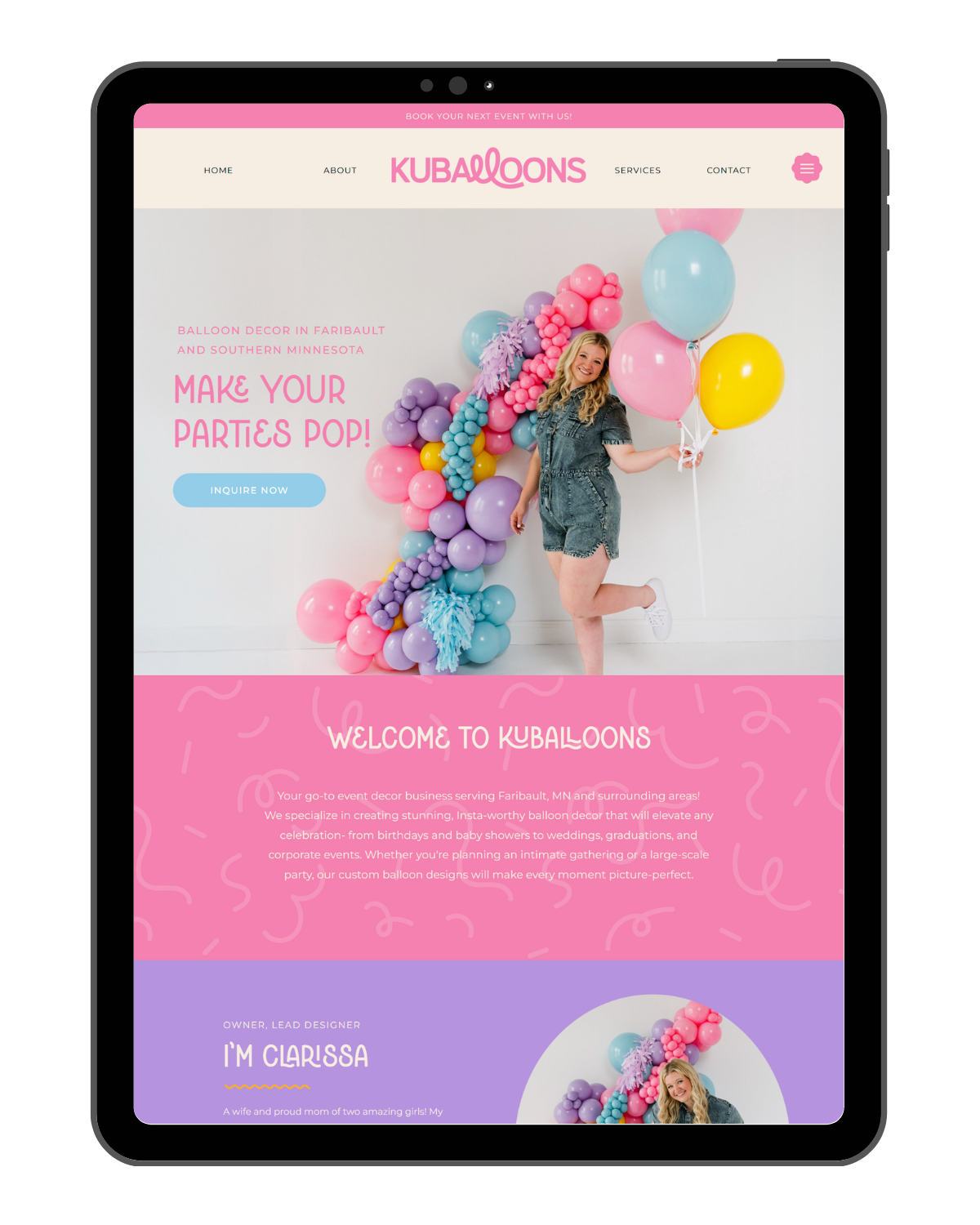 colorful Showit Balloon Artist Website by Daydream Sites