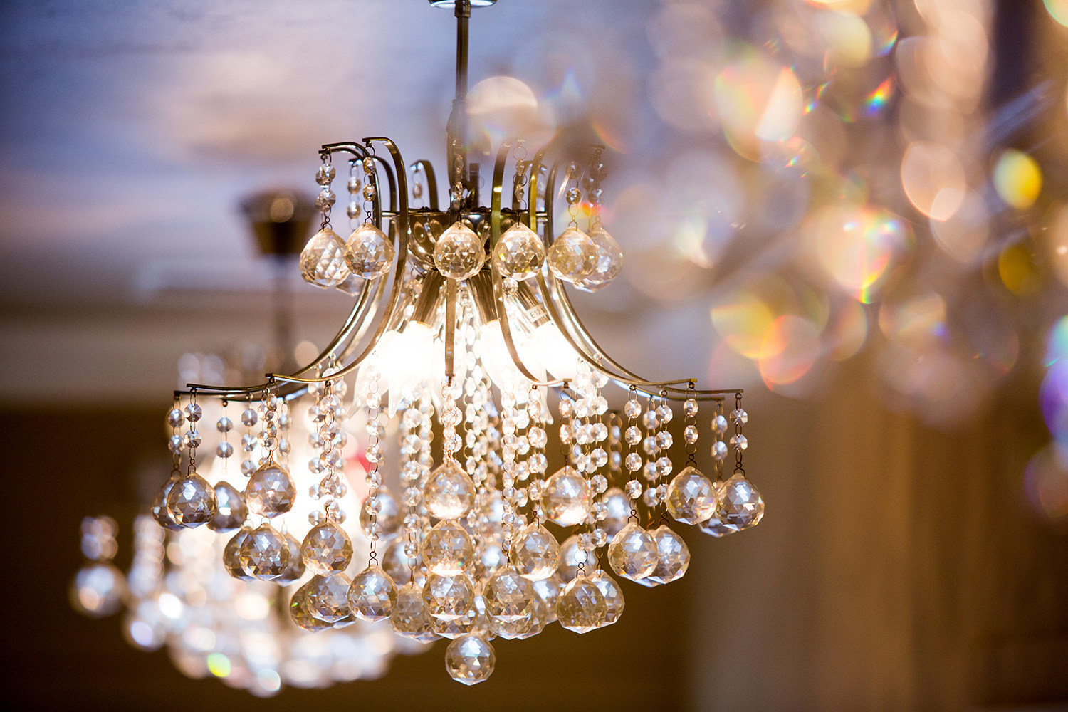 hanging  chandeliers at reception