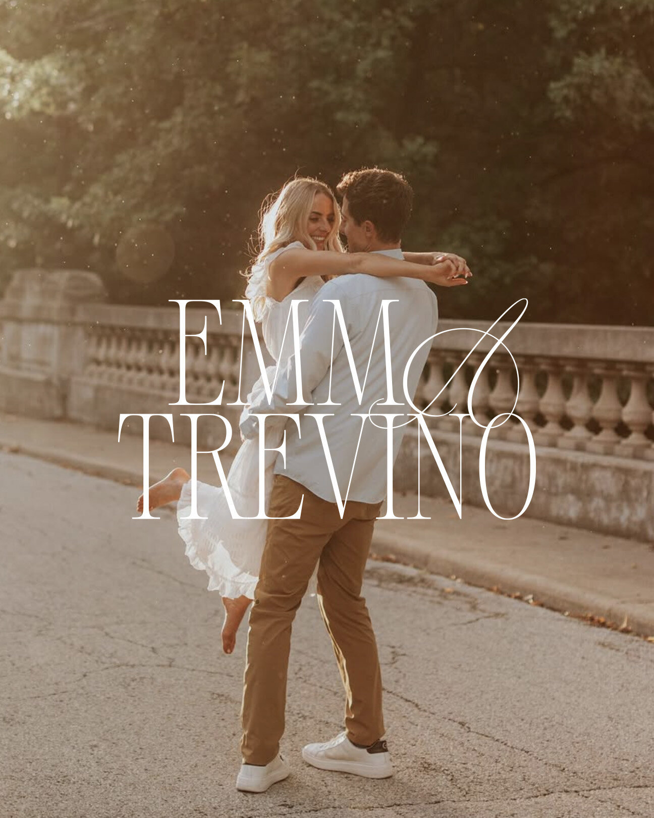 Cursive logo overlaid on romantic couple's photo
