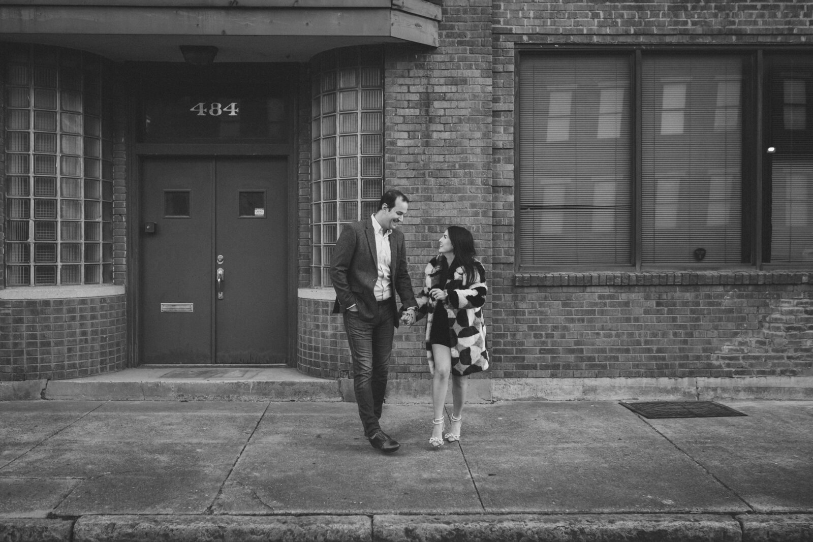 Wedding anniversary portrait in the old film district of Memphis