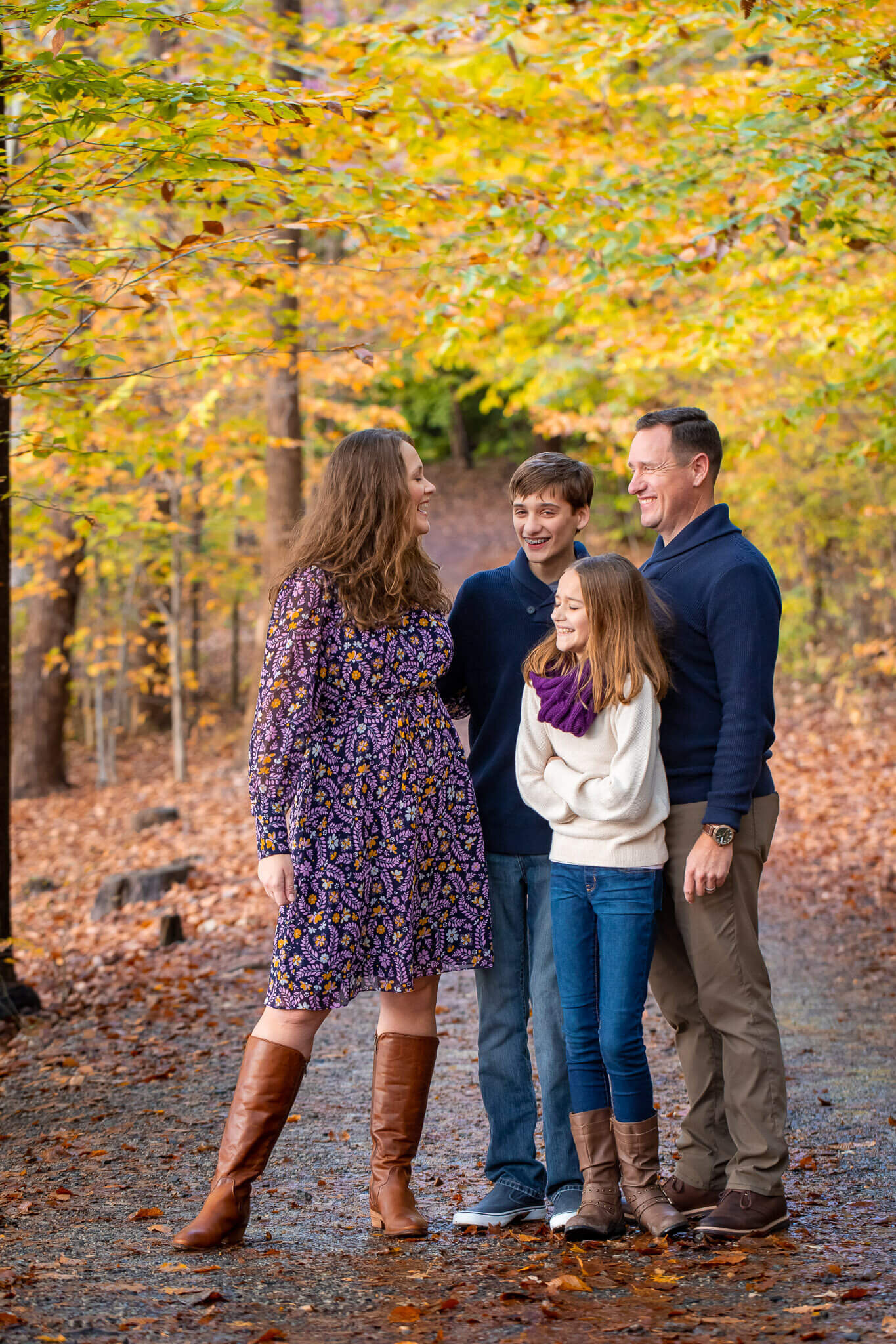A family of four in the fall during their Springfield family photography session.