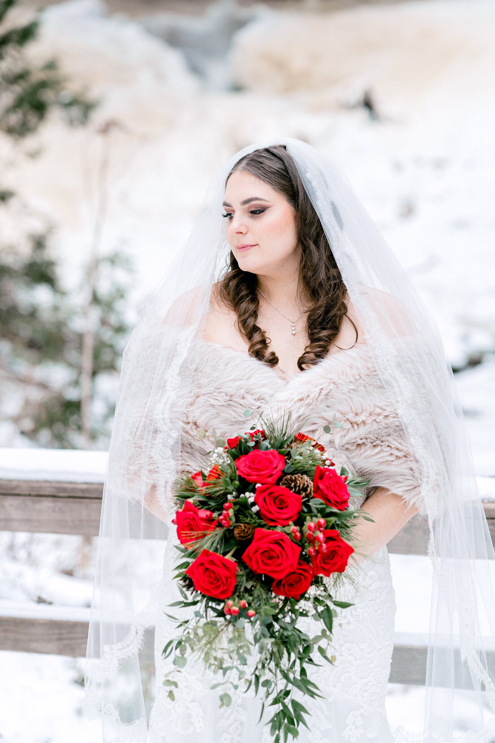 wedding photos at munising falls