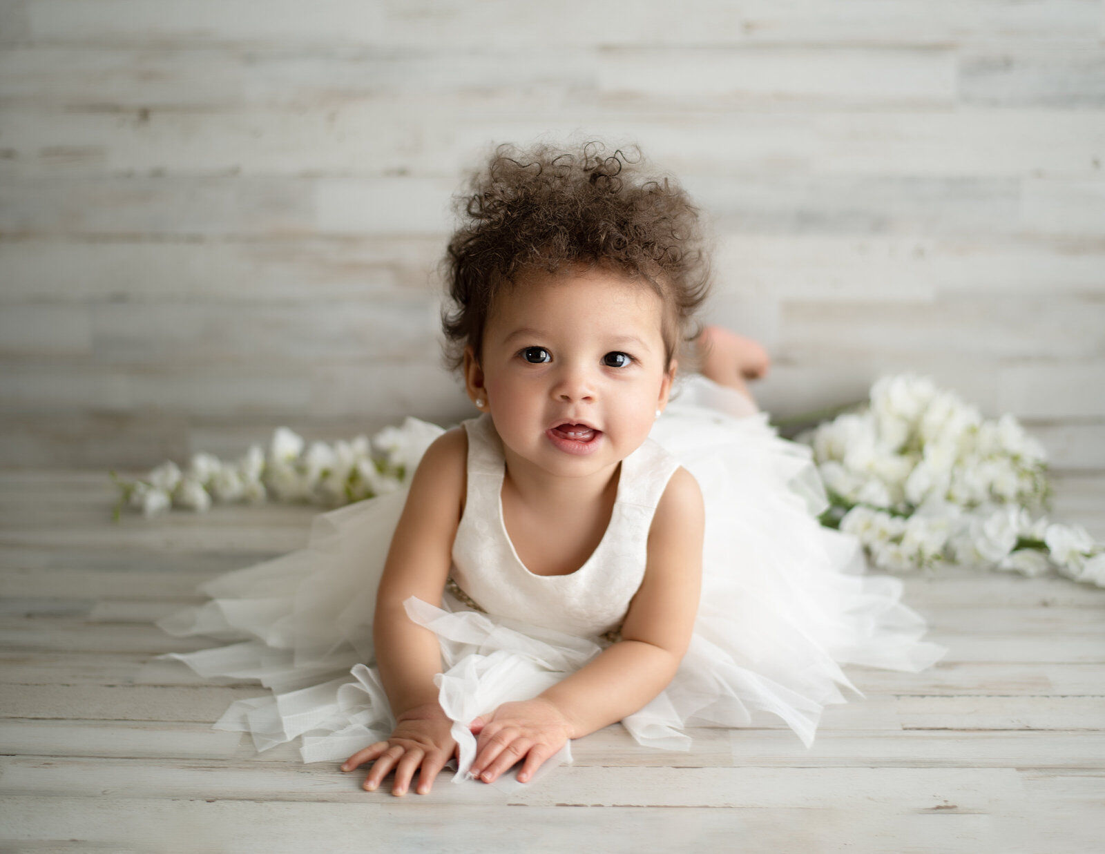 one year old baby photo white