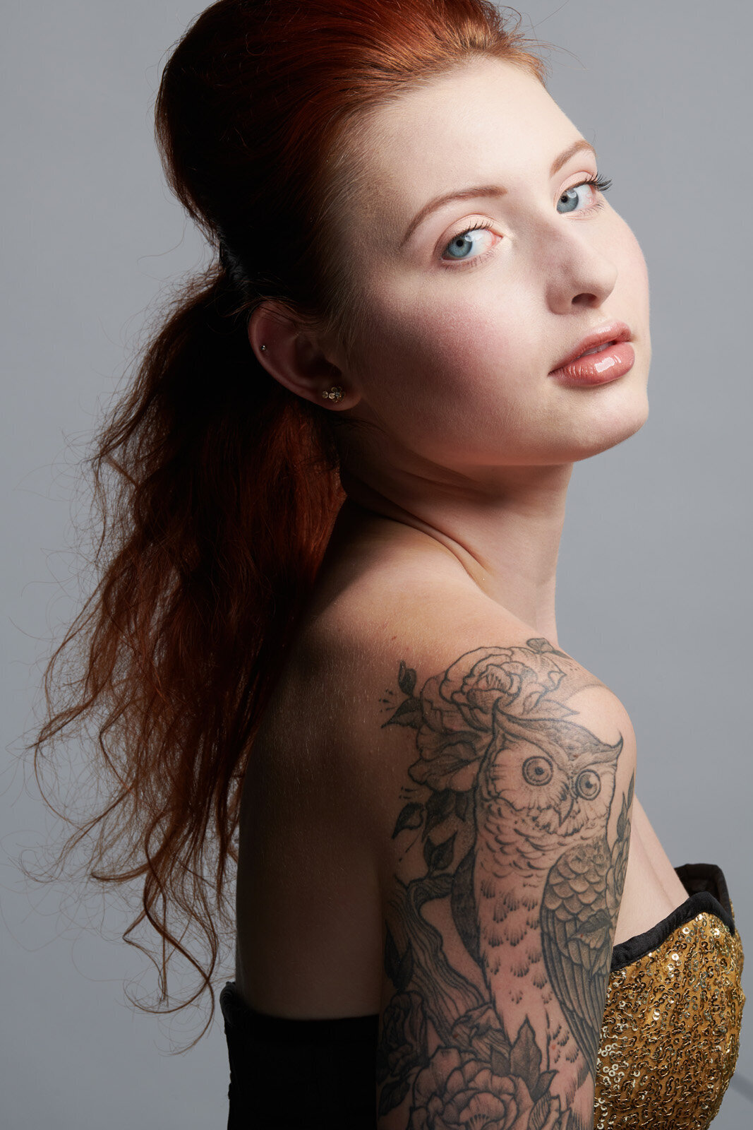 Artistic Portrait of Woman with Tattoos in Minnesota Studio Setting-75