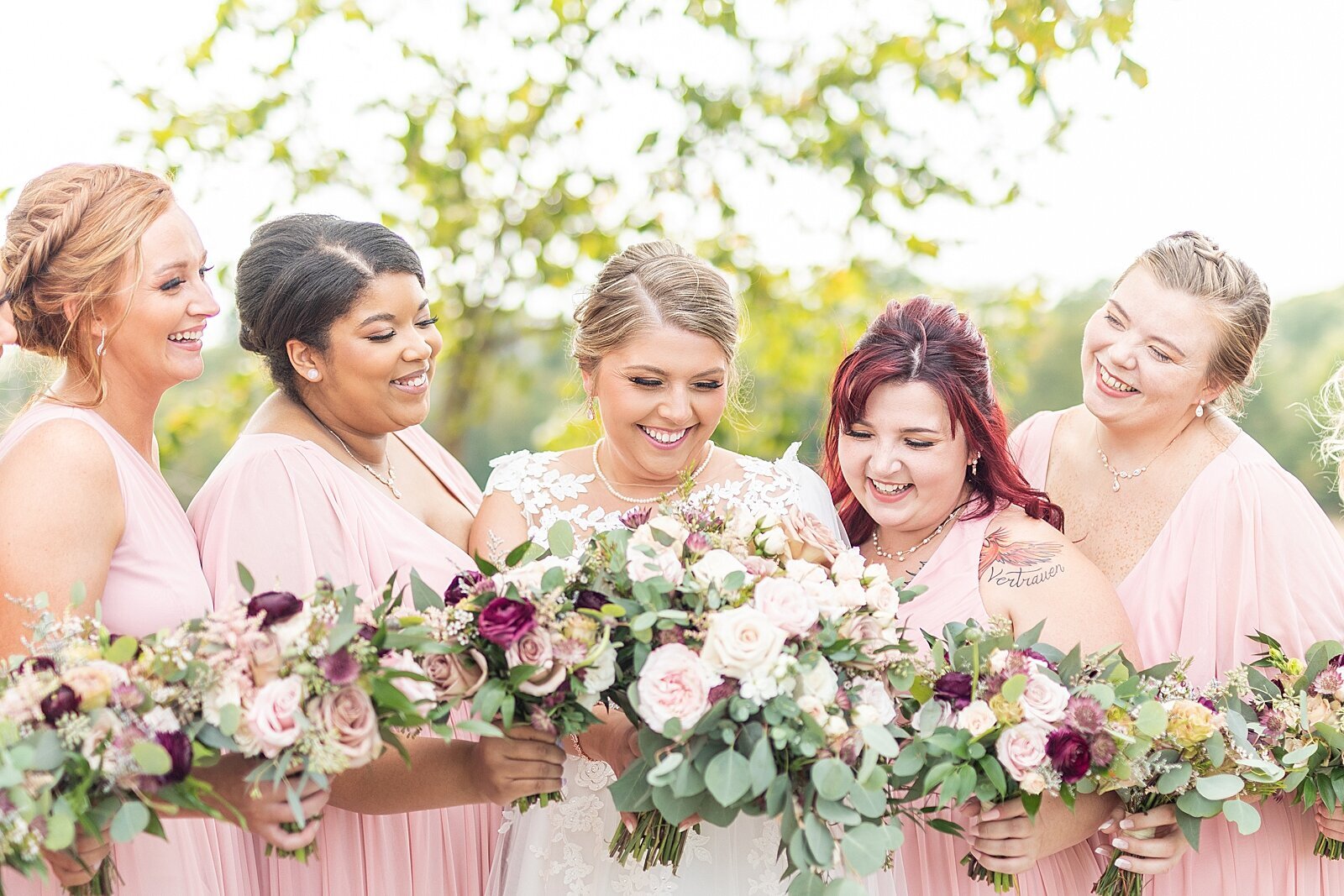 Bride and bridesmaids in blush in Fallbrook, California | Sherr Weddings