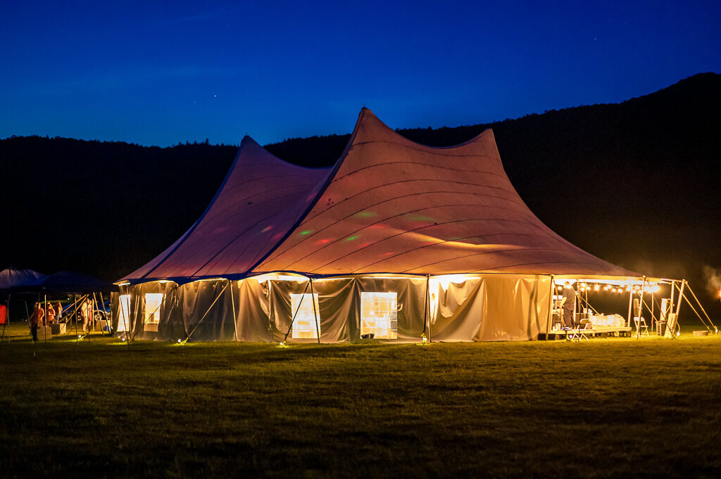 Wedding reception tent in Waterbury VT