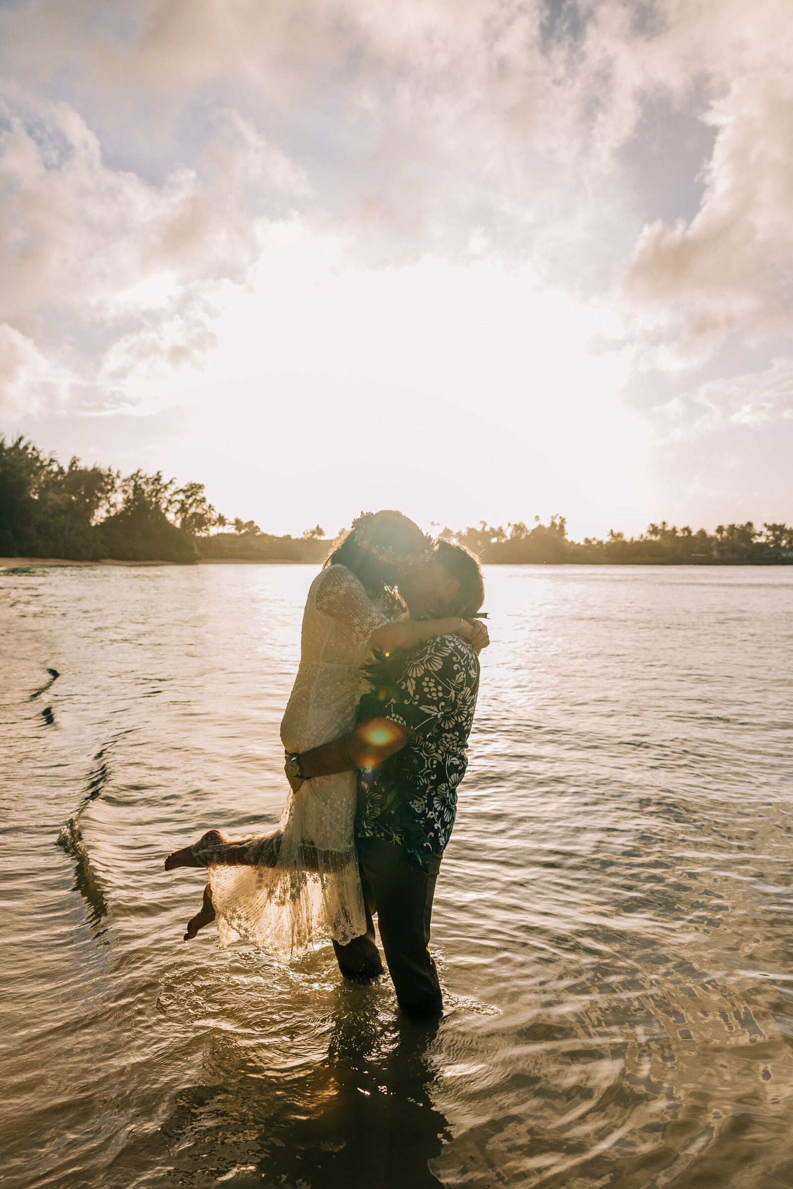 Candid moments of Elopement Couple at North shore, Oahu, Hawaii