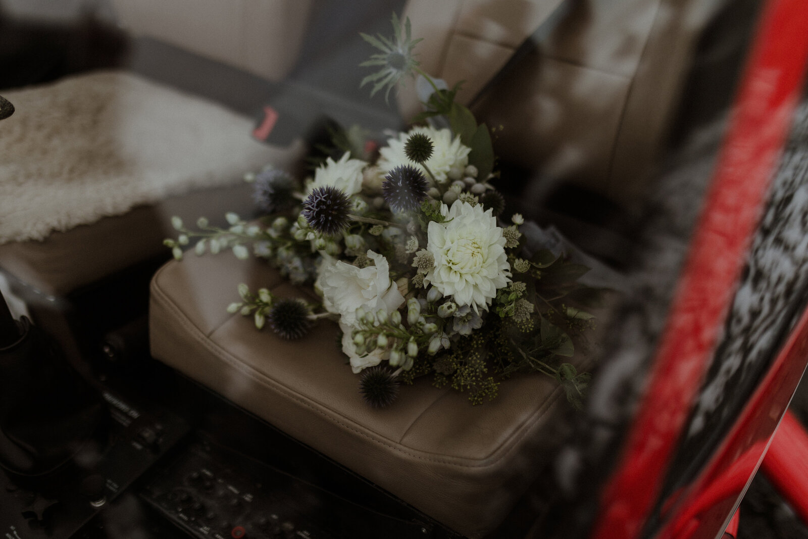 bouquet in helicopter