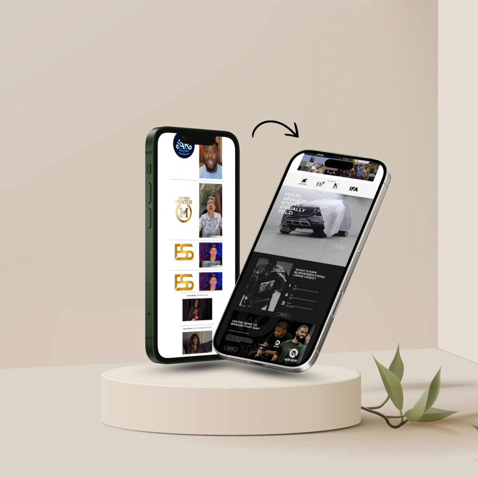 A before-and-after comparison of a social media agency website redesign—showcasing an upgraded layout, improved branding, and a more engaging user experience to better connect with its audience