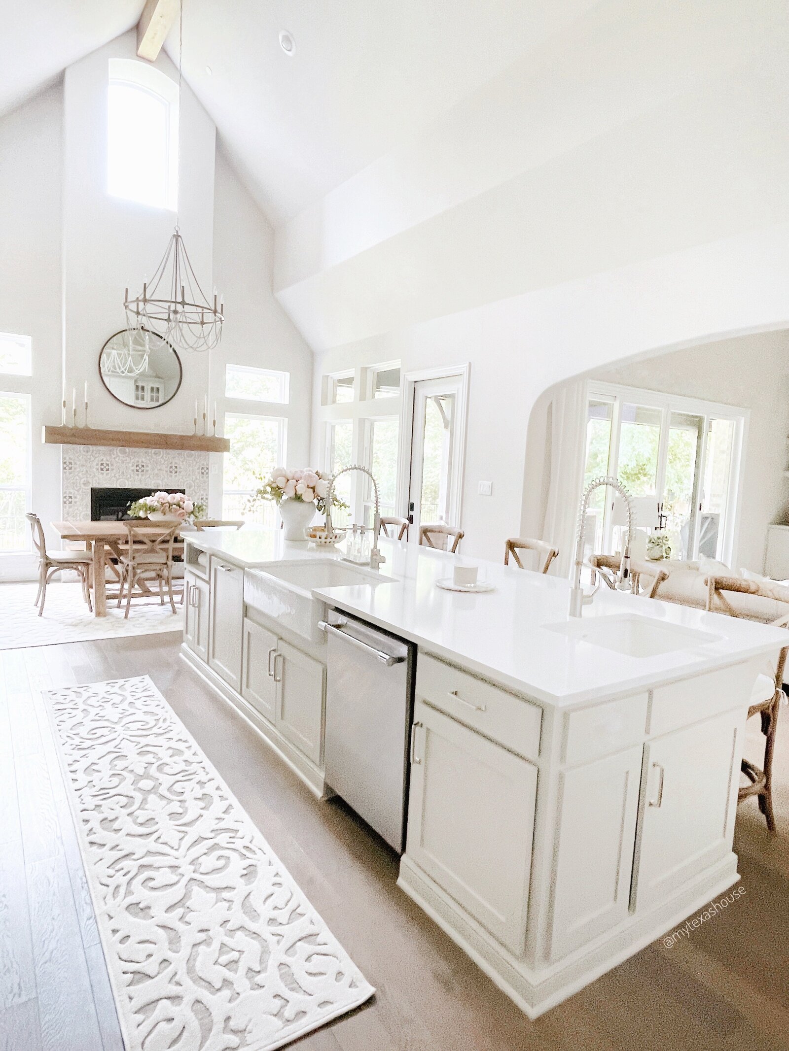 Kitchen space focused on the island featuring a MTH runner