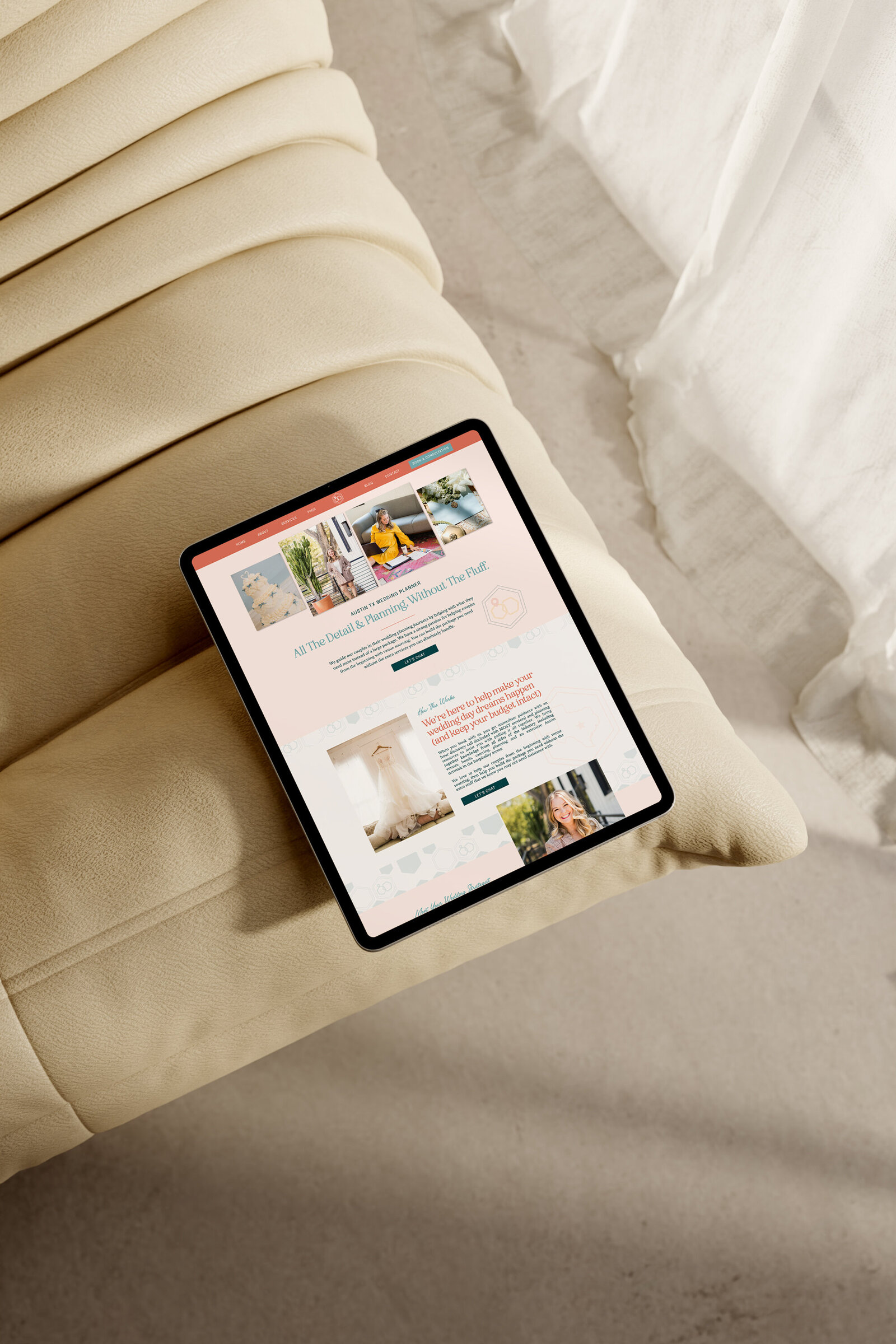 Custom website design for WhereAbouts Wedding Co, a wedding venue sourcing and coordination in Austin