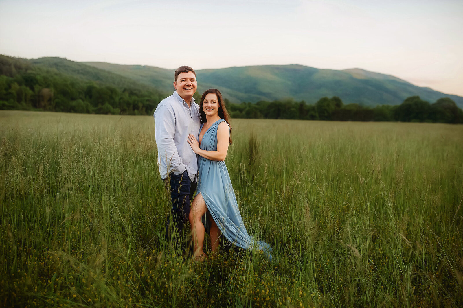 Couple poses for Engagement Portraits in Asheville, NC.