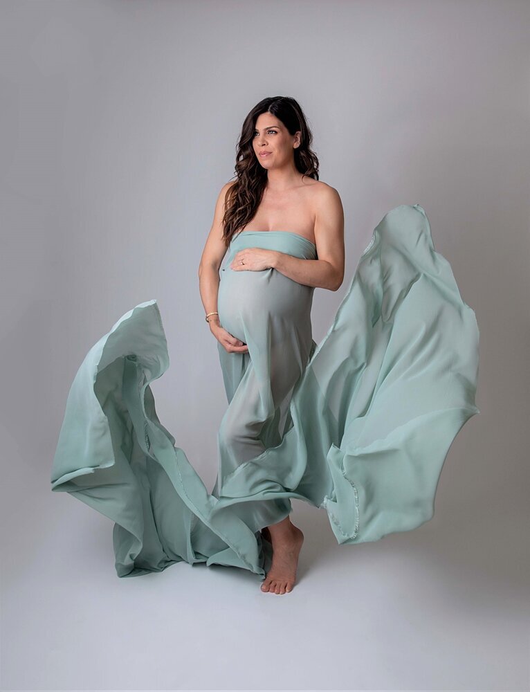 maternity session with teal