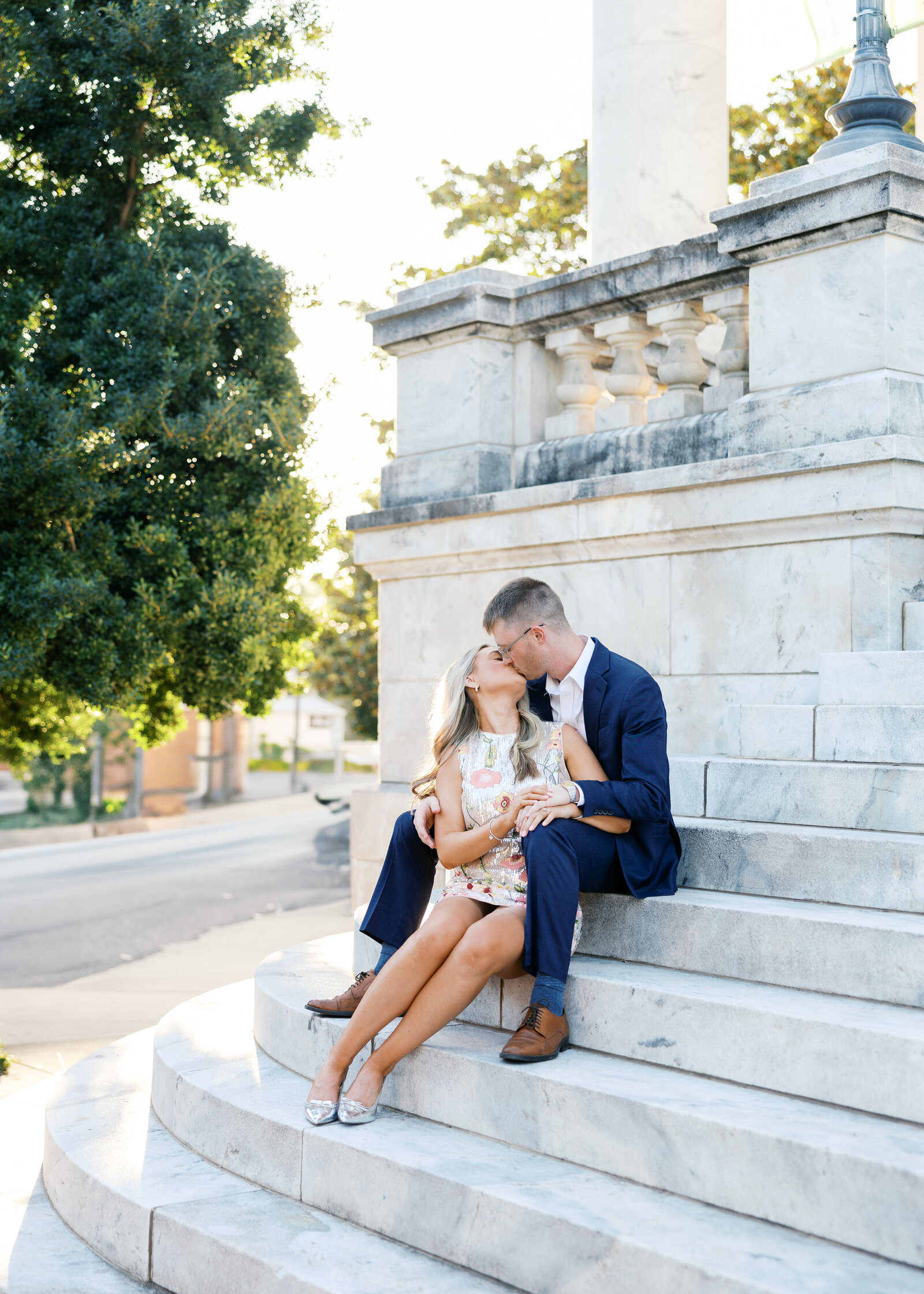 Intimate engagement photographer Alabama outdoor natural light couples session.