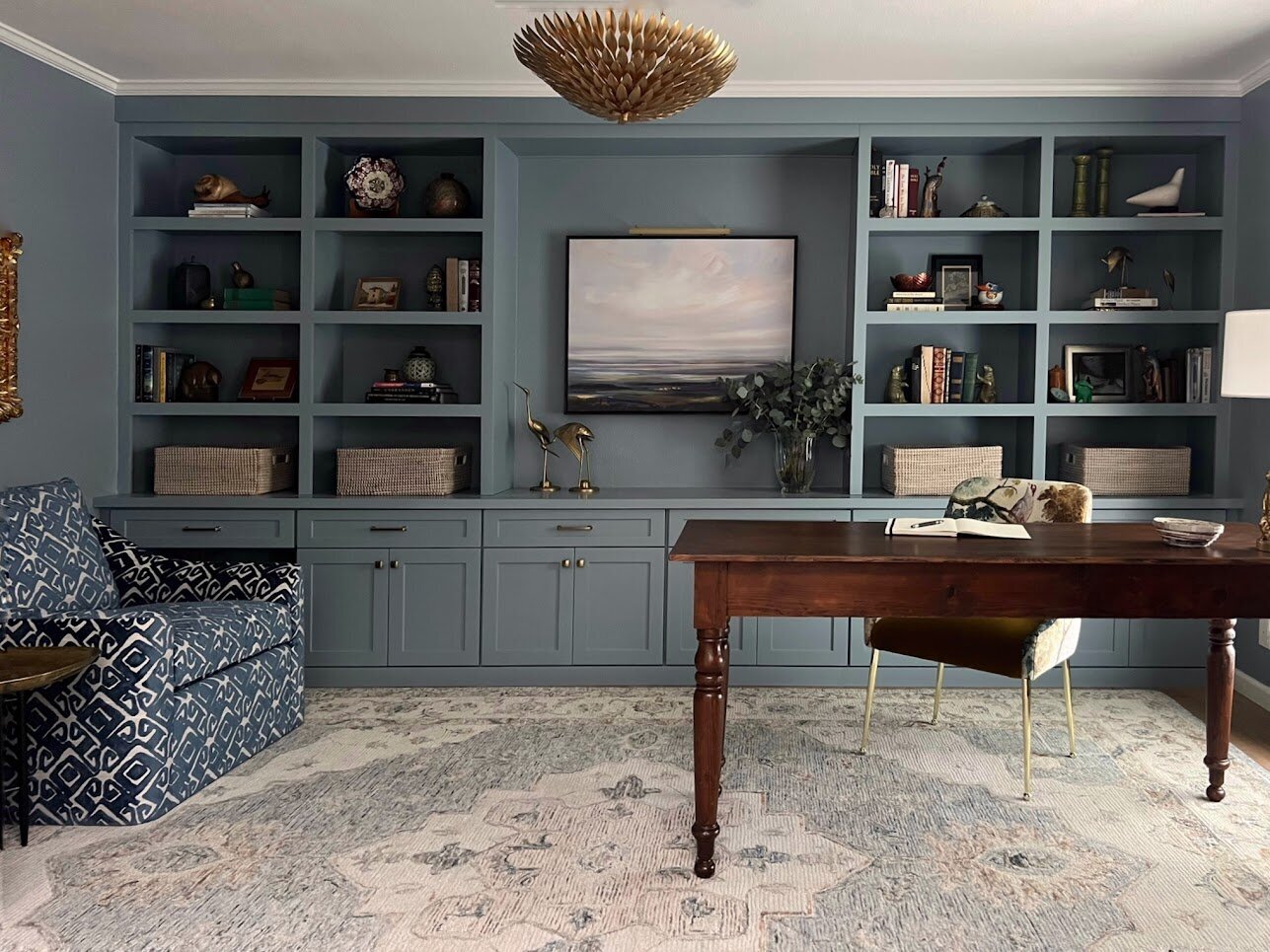 dusti j design blue office built-ins