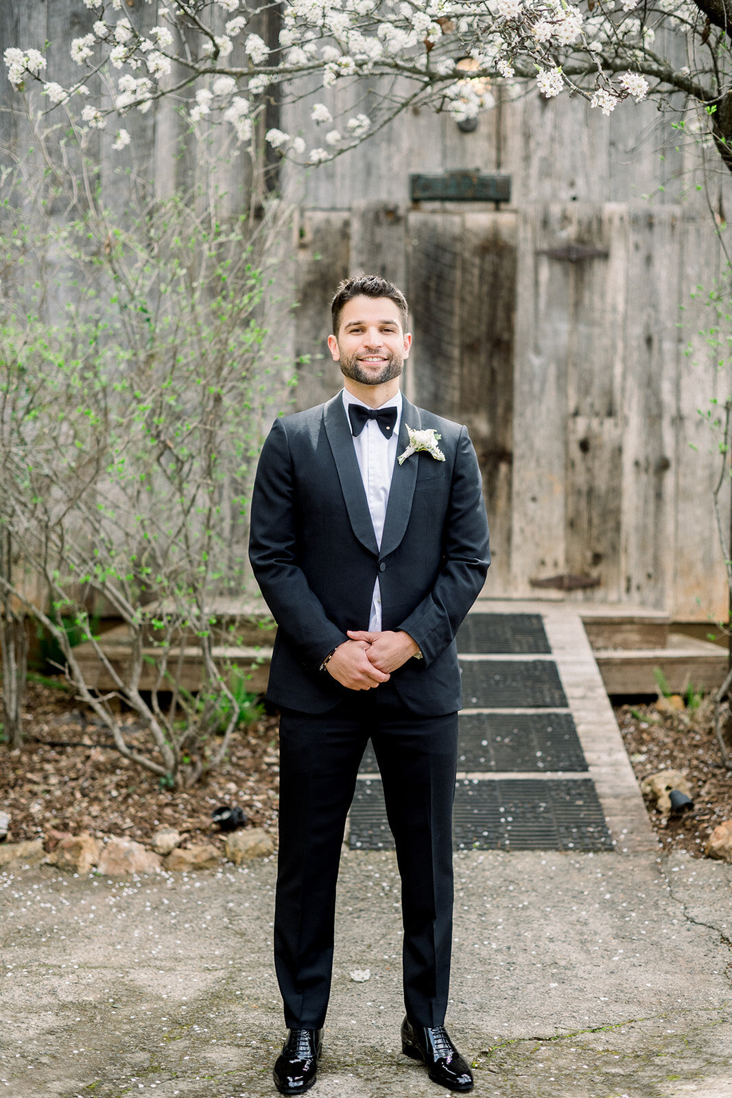 Groom’s Portrait in Black Tuxedo at Union Hill, California
