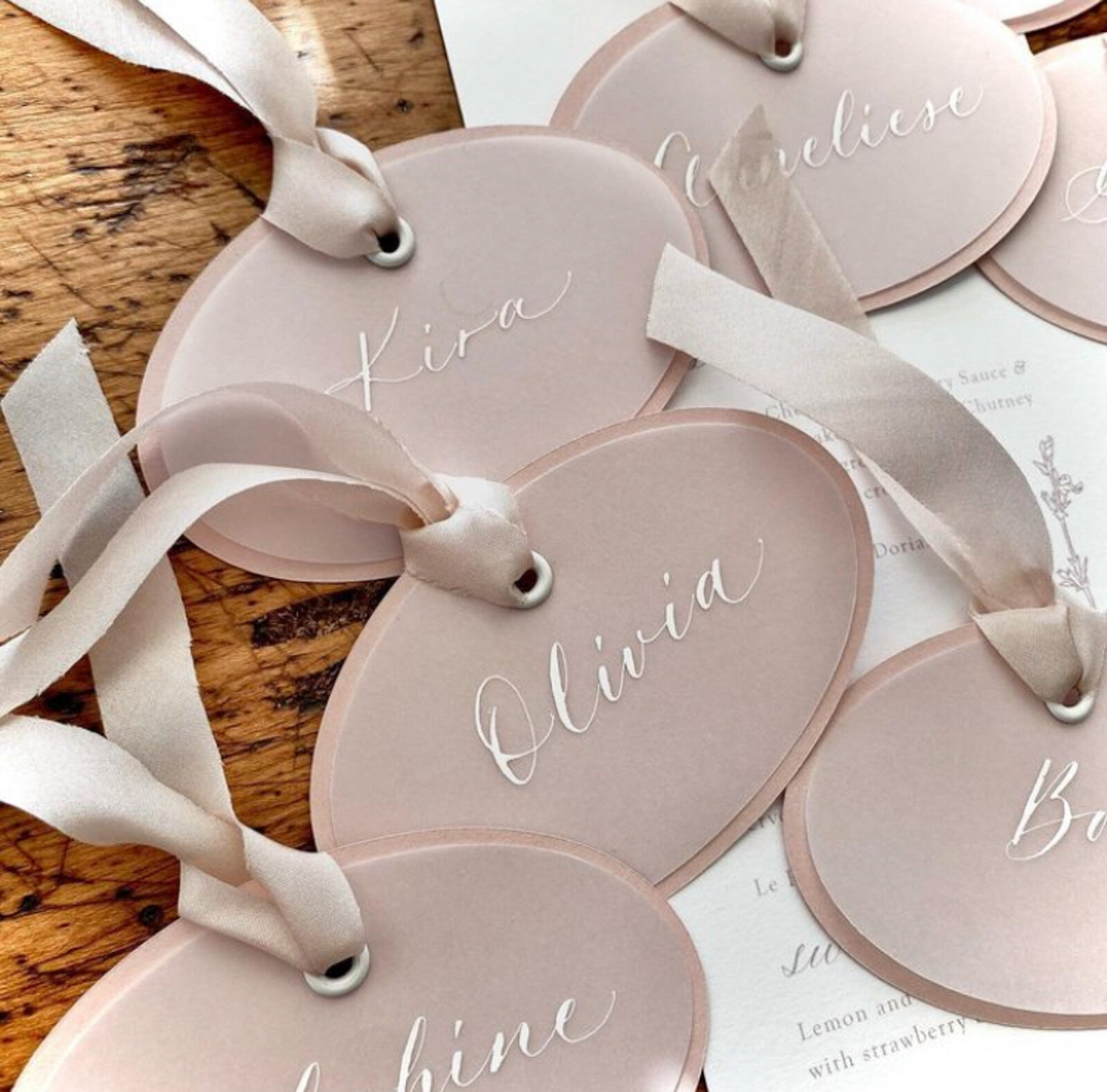 elegant place cards with custom calligraphy