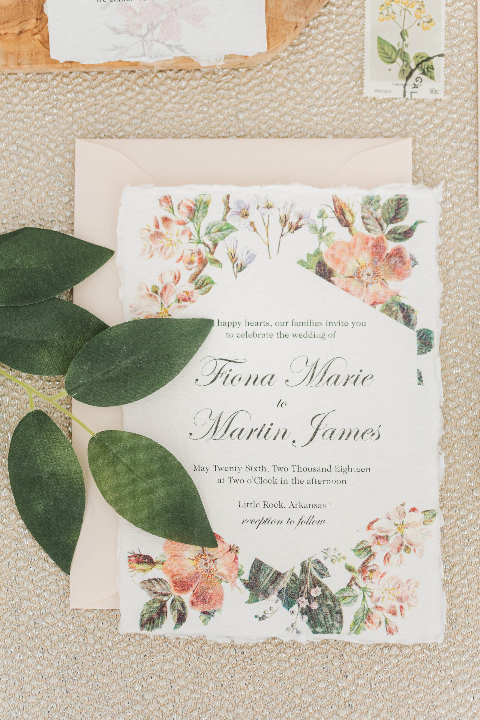 invitation suite with greenery