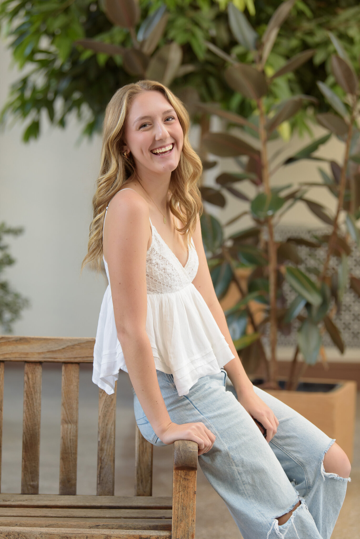 High School Senior girl at Hershey Gardens Conservatory in Central Pennsylvania.