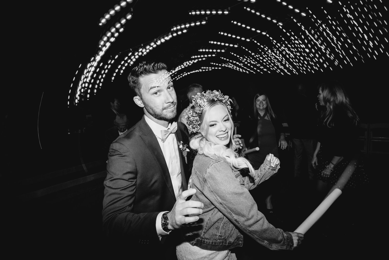 bride dances with groom at reception at springs preserve