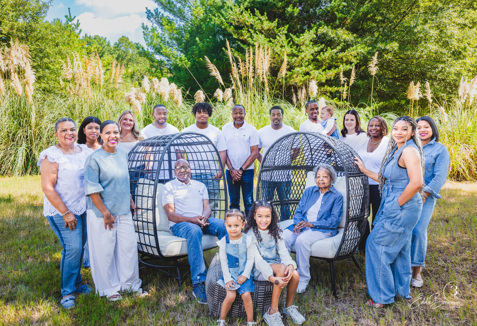 Beautifully crafted family portrait in a lush environment.