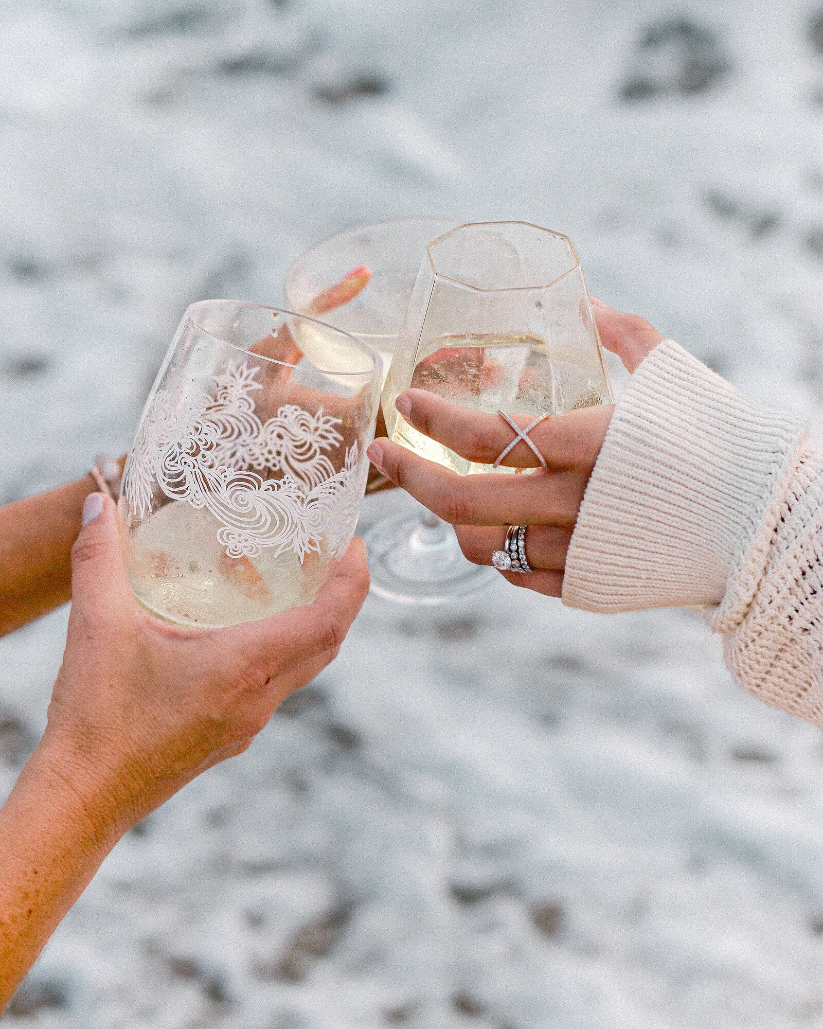 Etched Wine Glasses at the Beach Branding Product Photographer Chelsea Loren