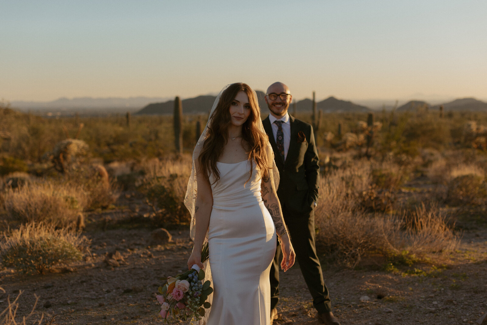 Arizona Desert Intimate wedding Ceremony and Reception, Wedding Portraits in the Desert