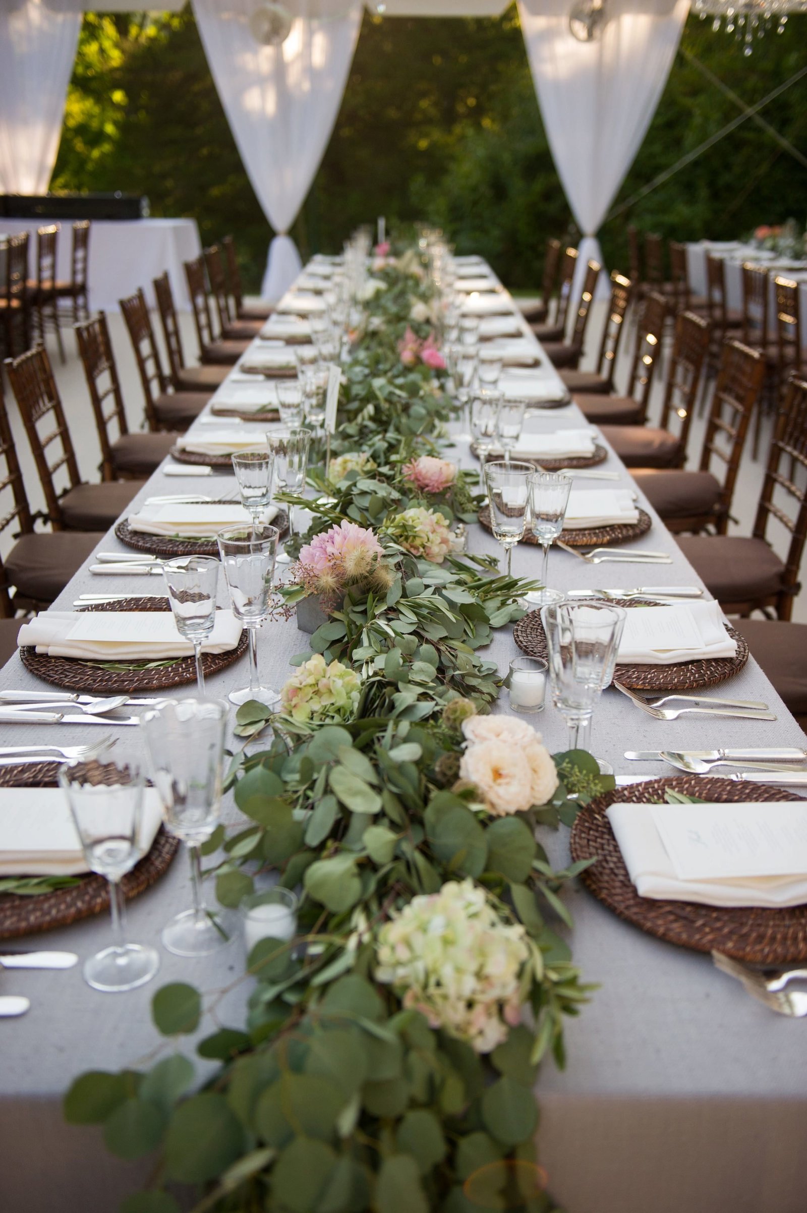 Rustic and elegant table for a home wedding in Washington, CT