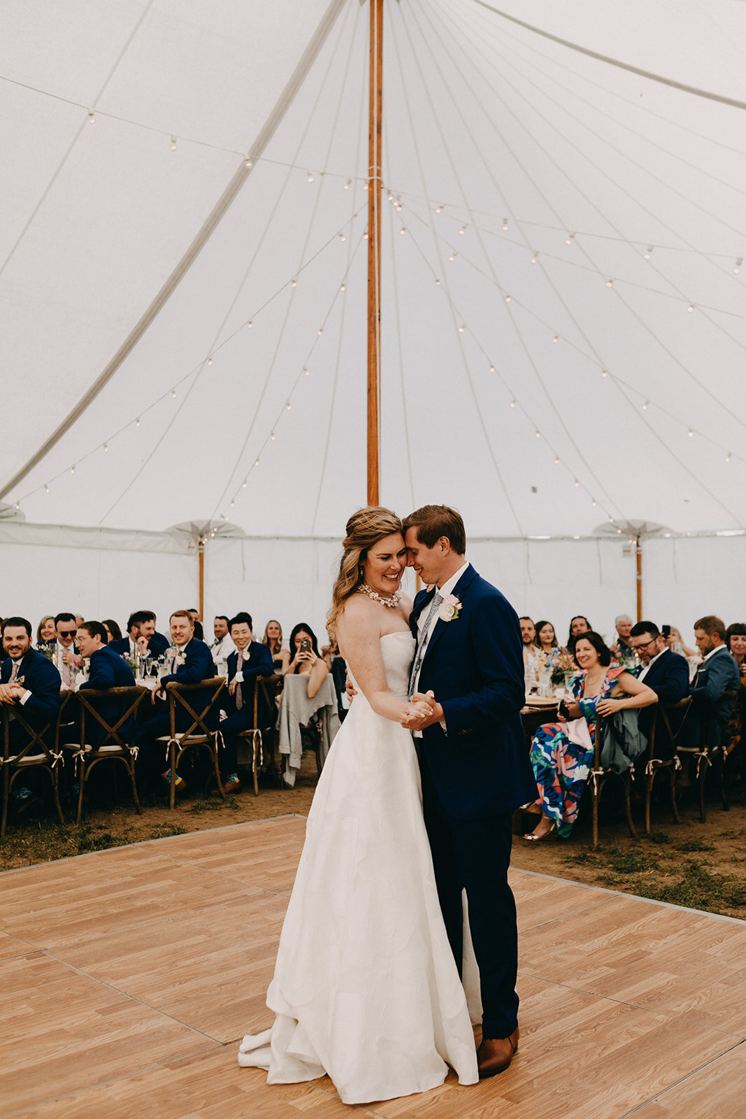 New England couple  dancing at their first dance