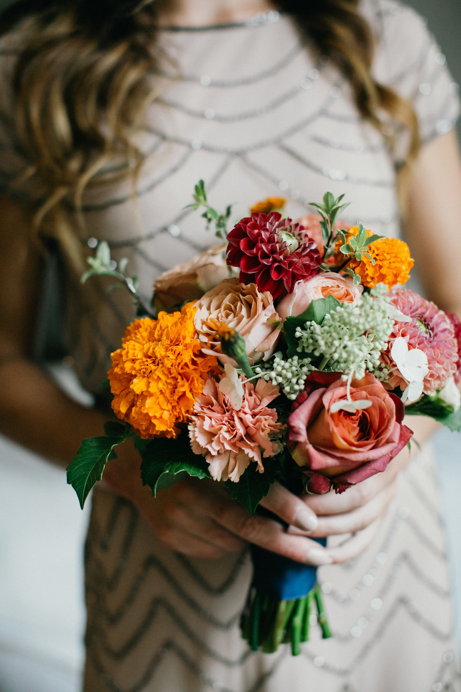 Colorful bouquets for the bridesmaids!
