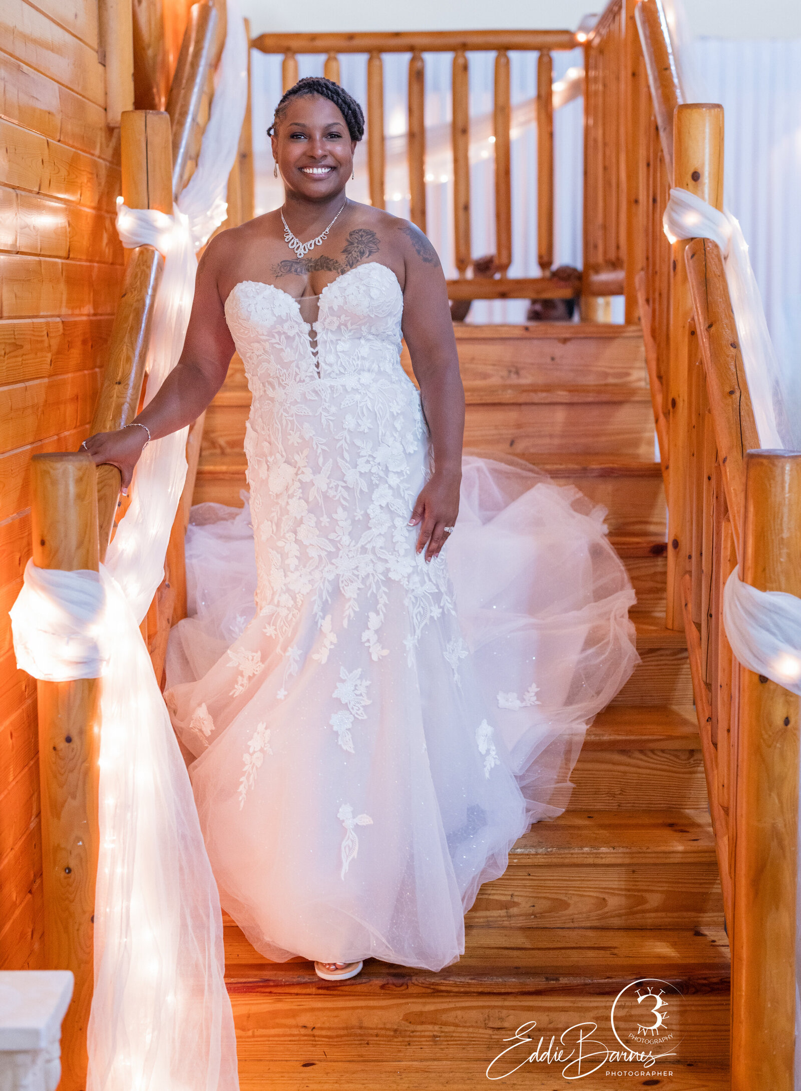 bride comming down from stairs