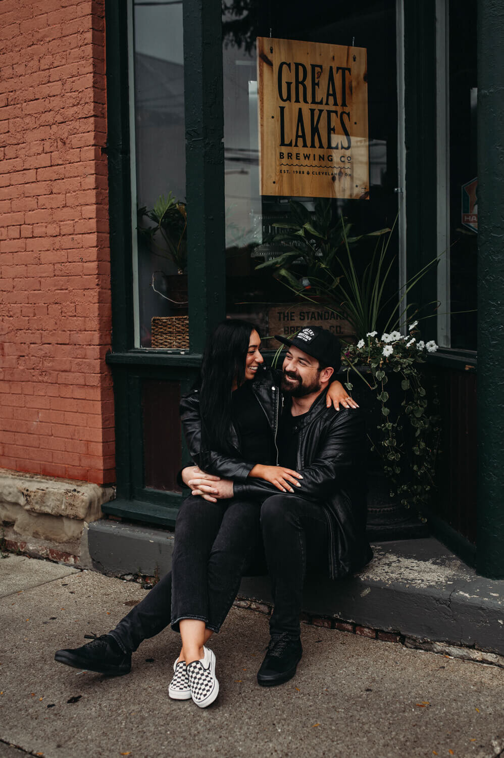 Couple sit at Greak Lakes Brewery Gift SHop