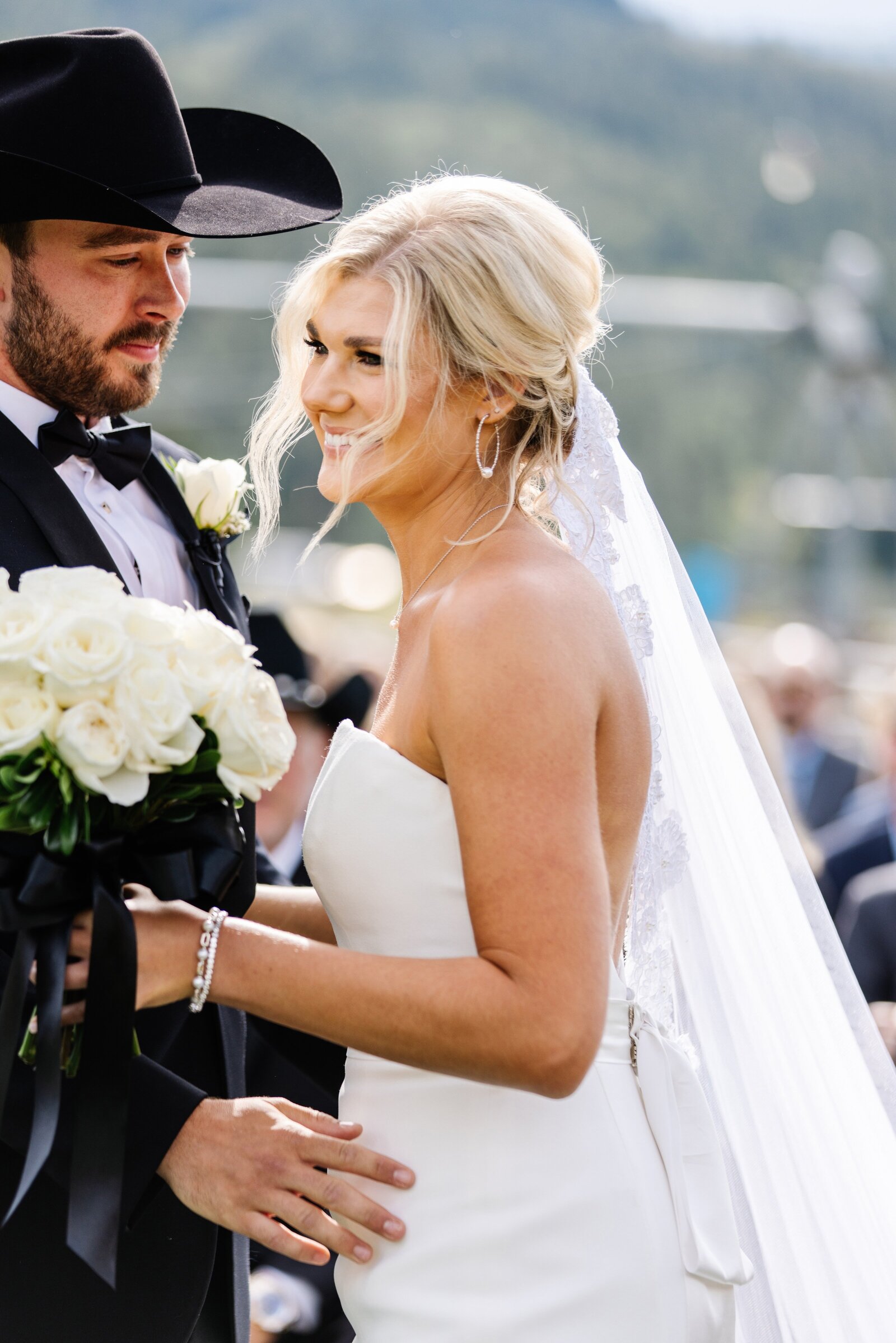 close up of bride