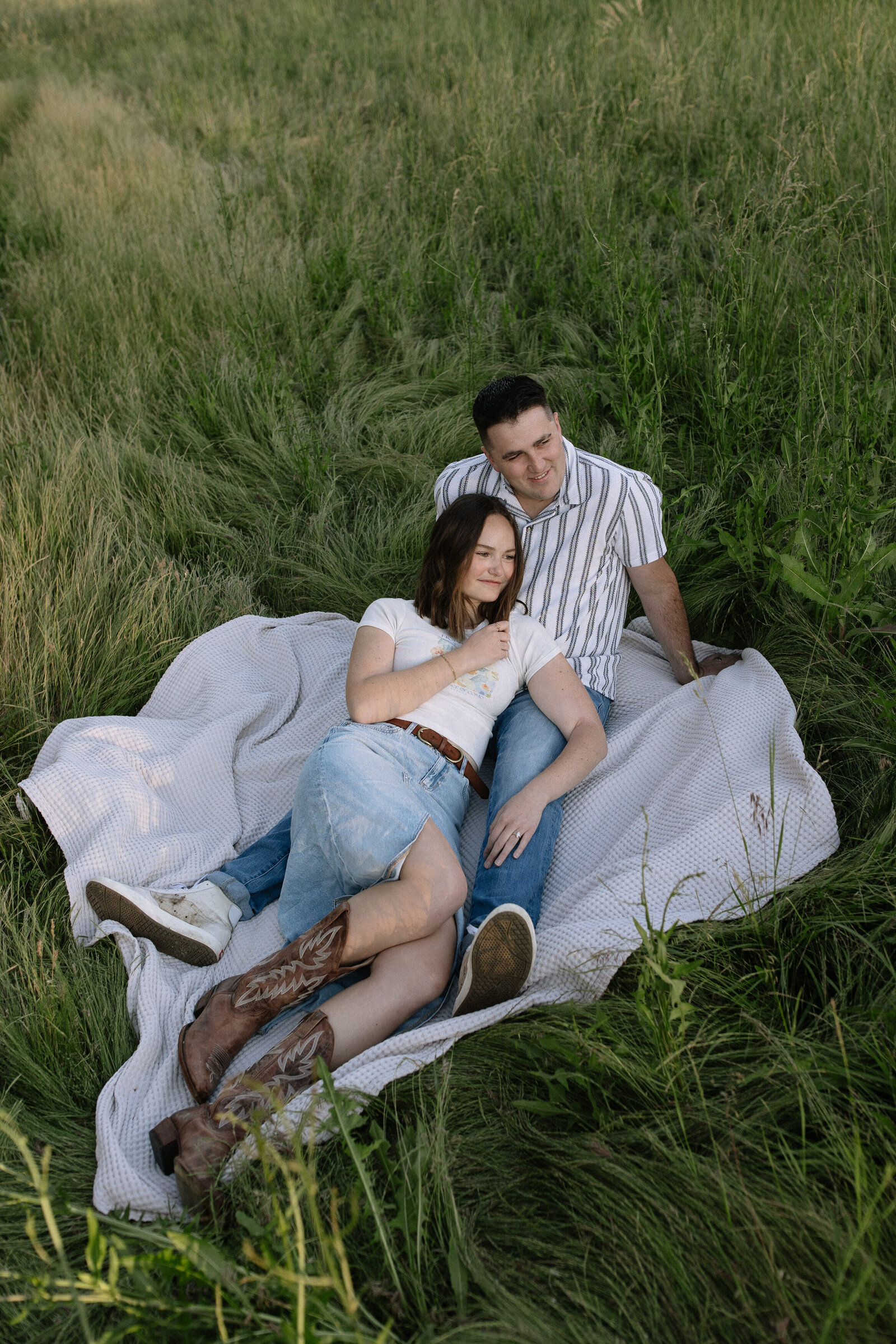 Couple enjoying quiet moment together in remote location of Cascade, Idaho
