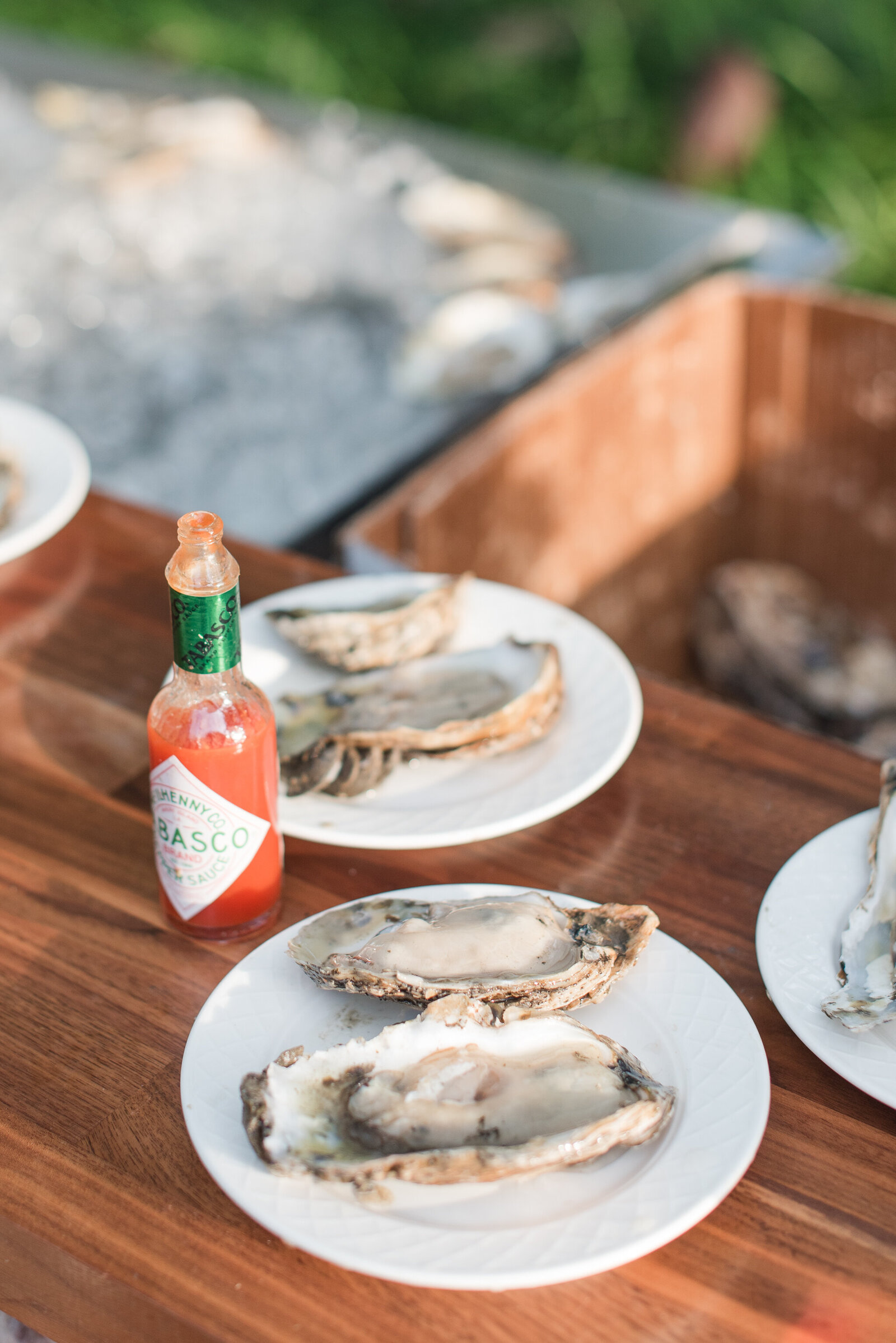 oysters on the half shell on wedding day