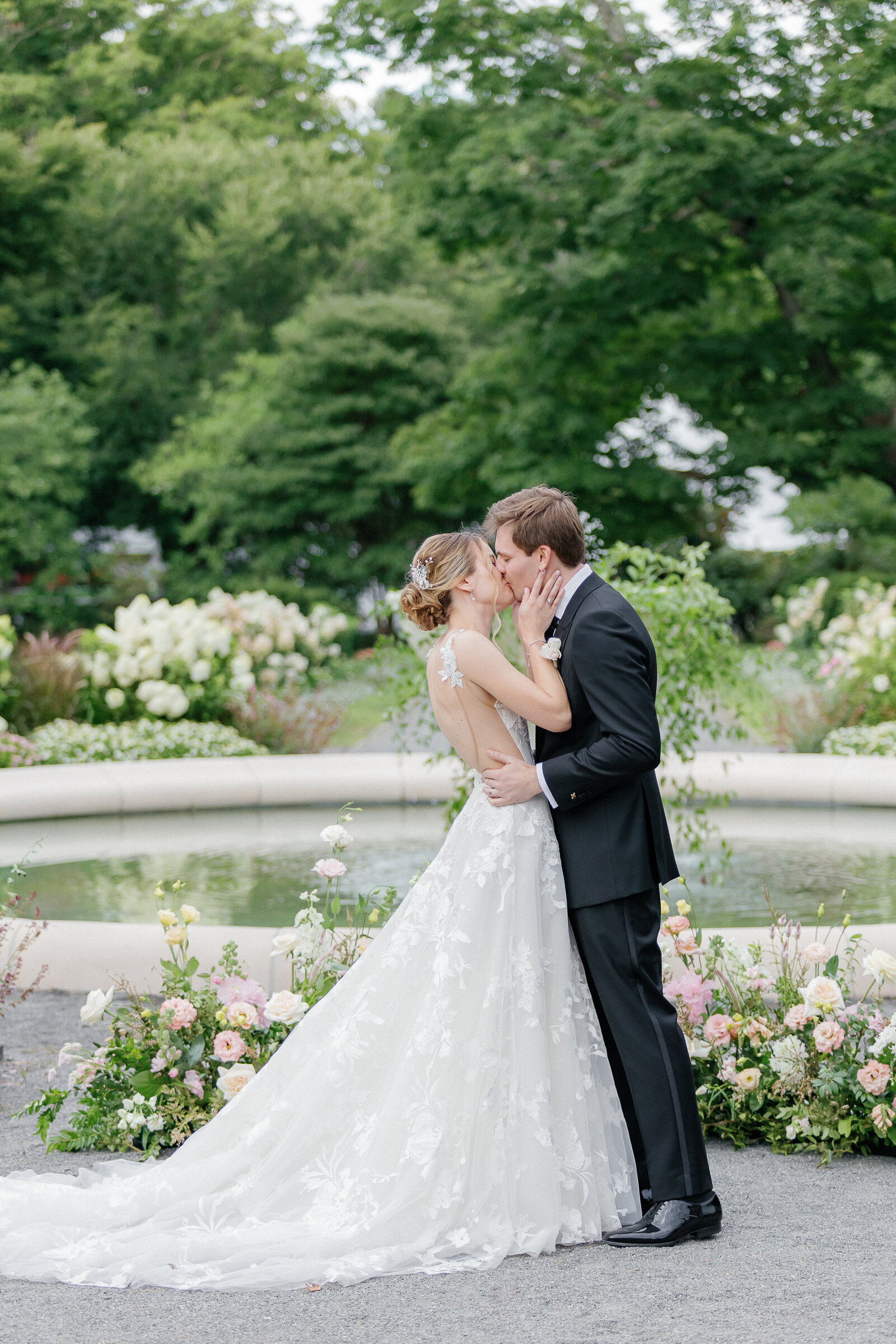 elm bank wedding bride and groom garden portrait-6