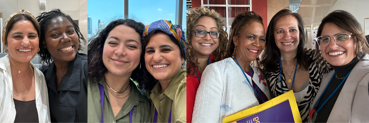 Maya with diverse group of non profit leaders from feminist and shifting power conferences