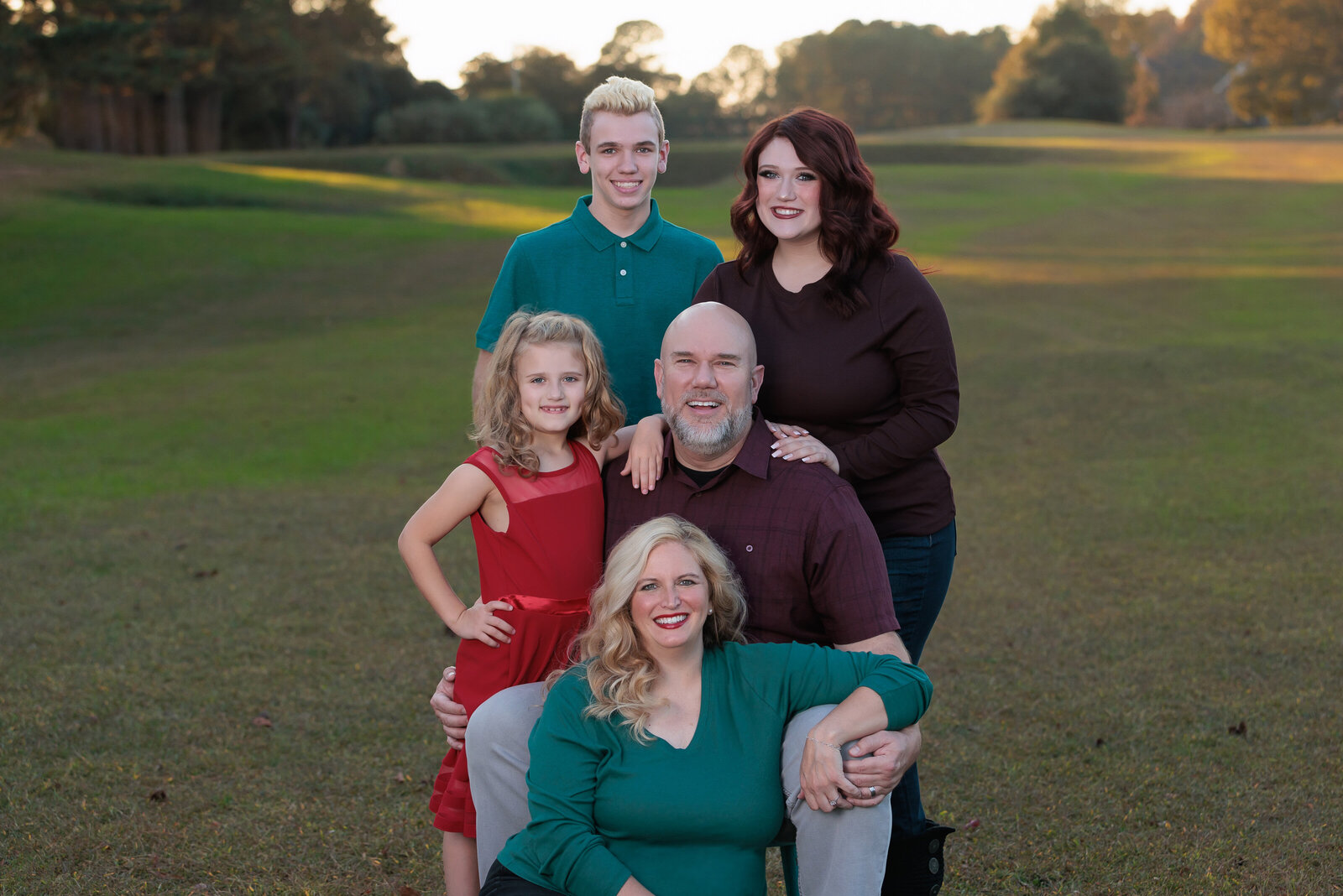 Family portraits at a Holly Springs greenway for fall pictures.