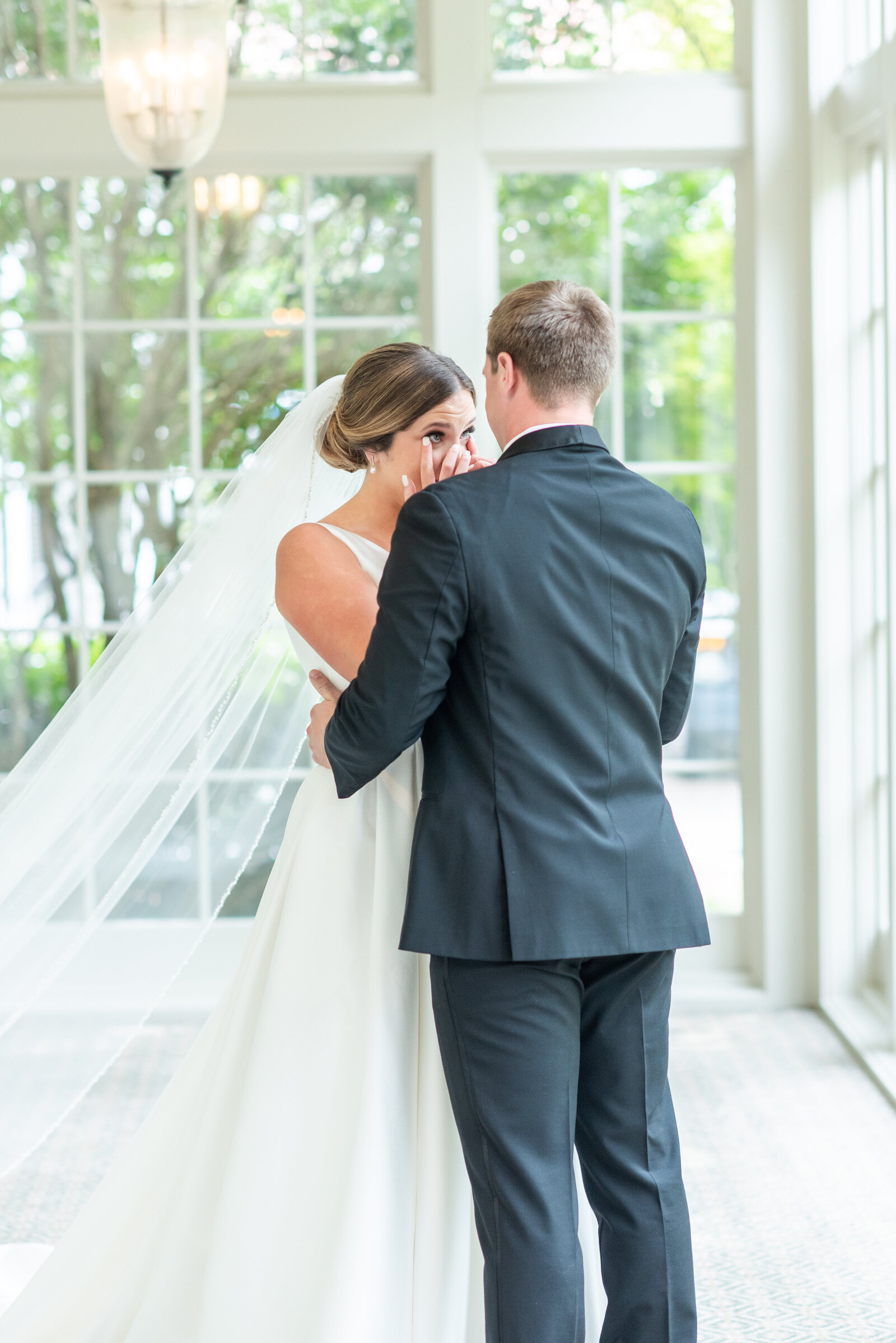 first look between bride and groom