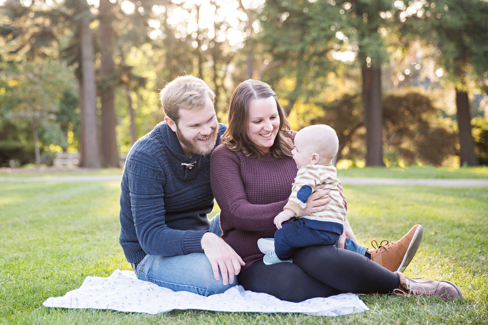 family photo at park with baby