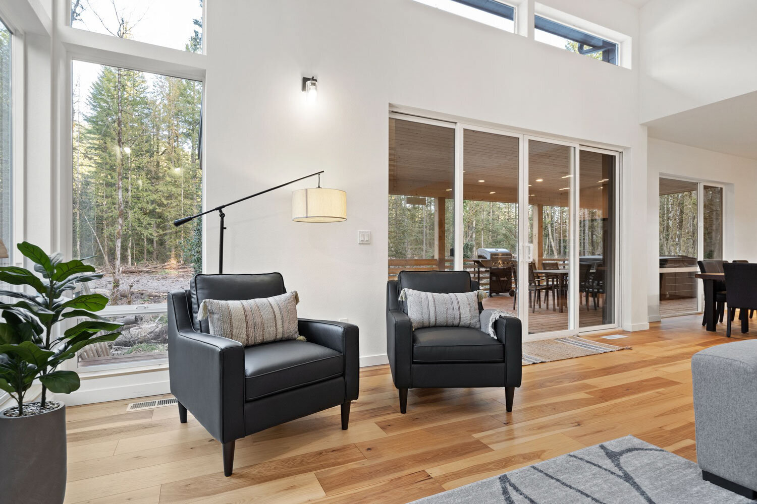 comfortable seating area in the cabin
