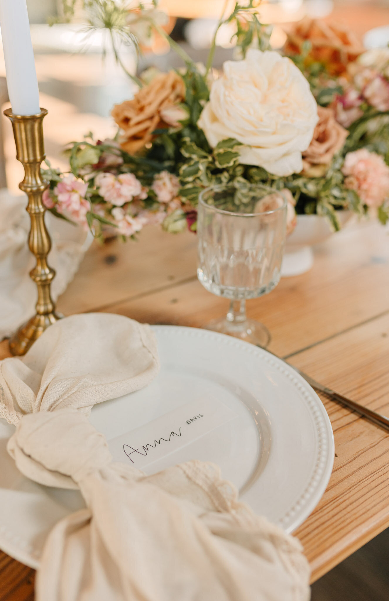 rustic elegant table decor with name card