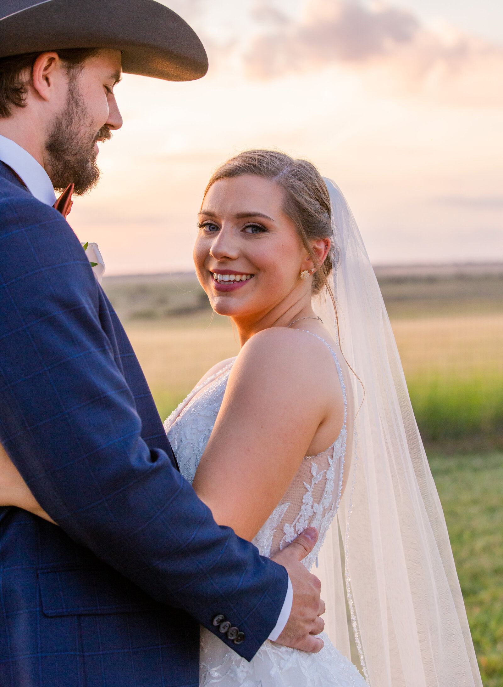 bride looking at camera