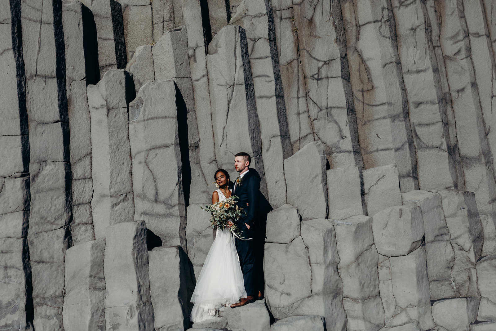 intimate interracial iceland elopement black sand beach moth and moonlite photography